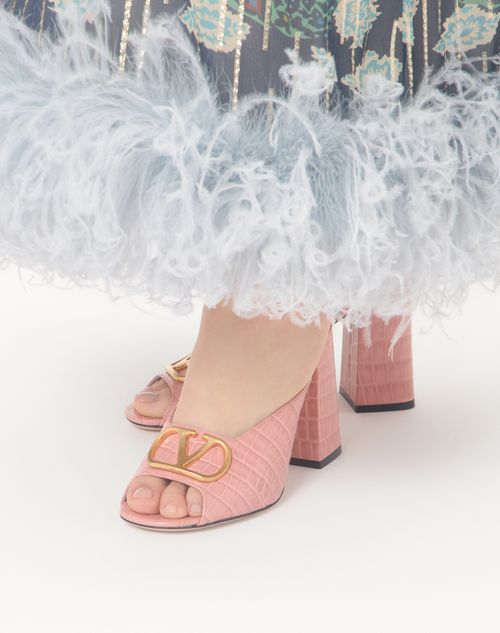 Vロゴ シグネチャー プリントカーフスキン スライドサンダル 95 Mm for