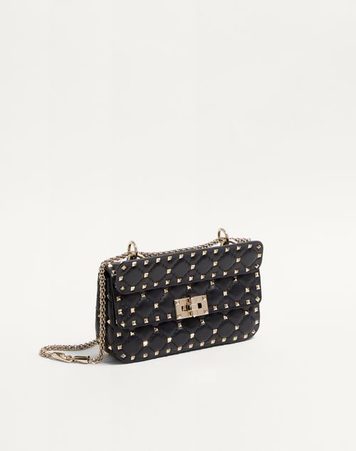 Small Nappa Rockstud Spike Bag for Woman in Black | Valentino US
