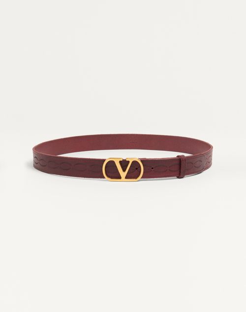 Vlogo Signature Calfskin Belt 30 Mm for Man in Dark Aubergine