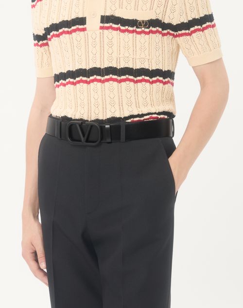 Vロゴ シグネチャー カーフスキン ベルト for メンズ インチ ブラック