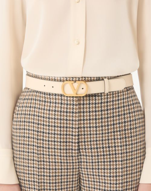 Vロゴ シグネチャー シャイニーカーフスキン リバーシブルベルト 30mm