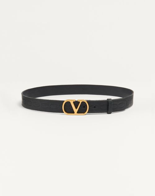 Vlogo Signature Calfskin Belt 30 Mm for Man in Black | Valentino US