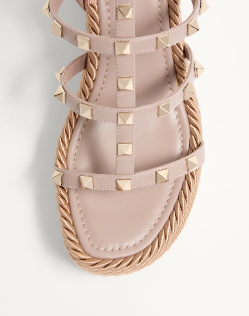 ロックスタッズ カーフスキン ストラップウェッジサンダル 95mm for