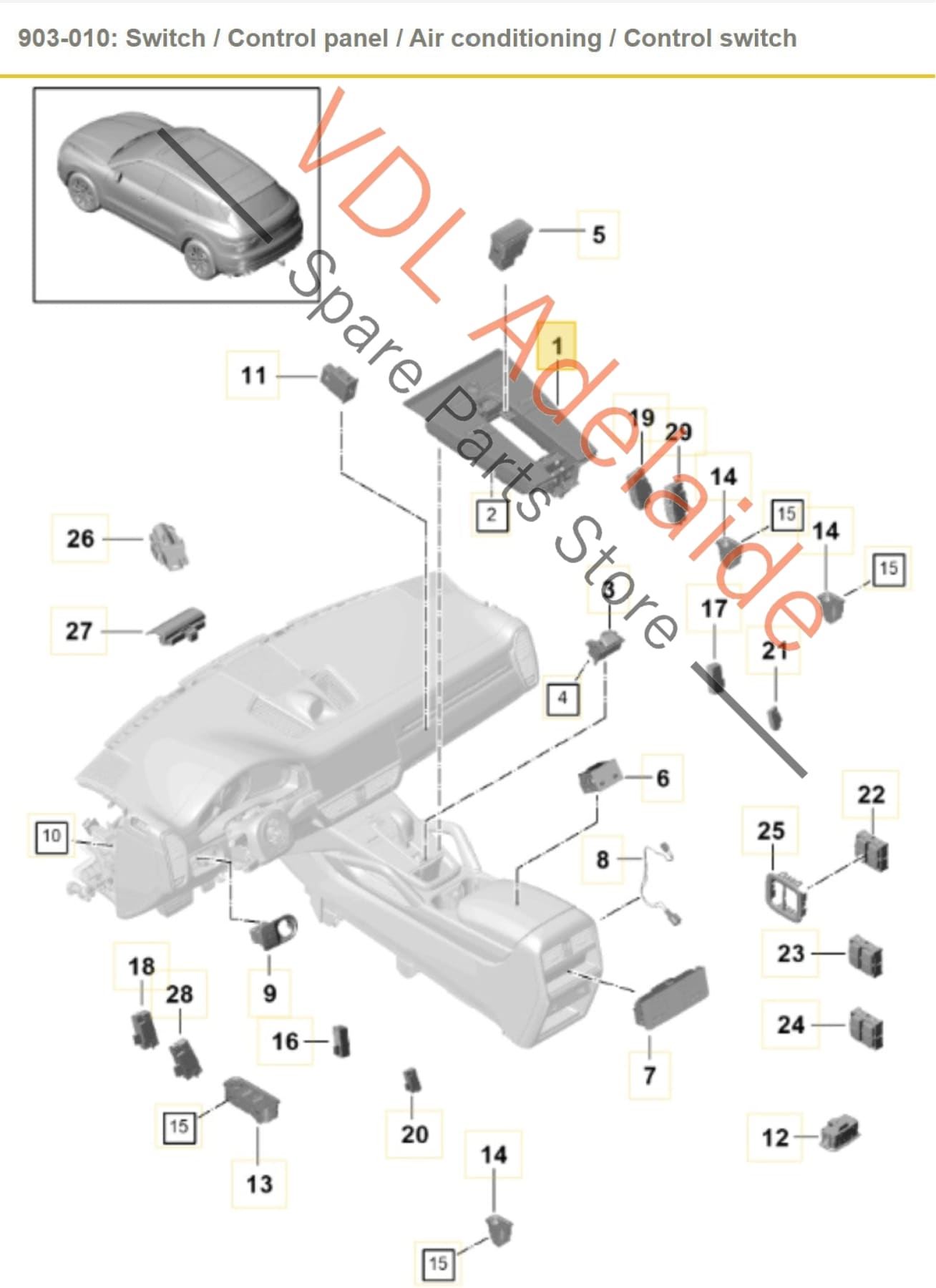 Porsche Cayenne E3 9YA 9YB Centre Dash Console Control Switch