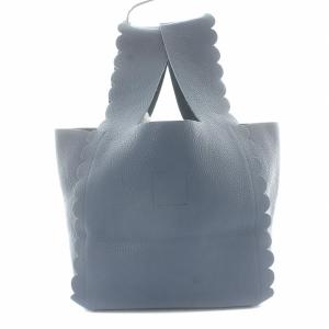 ハンドバッグ トートバッグ レザー スカラップ 水色（2023/06/28買取