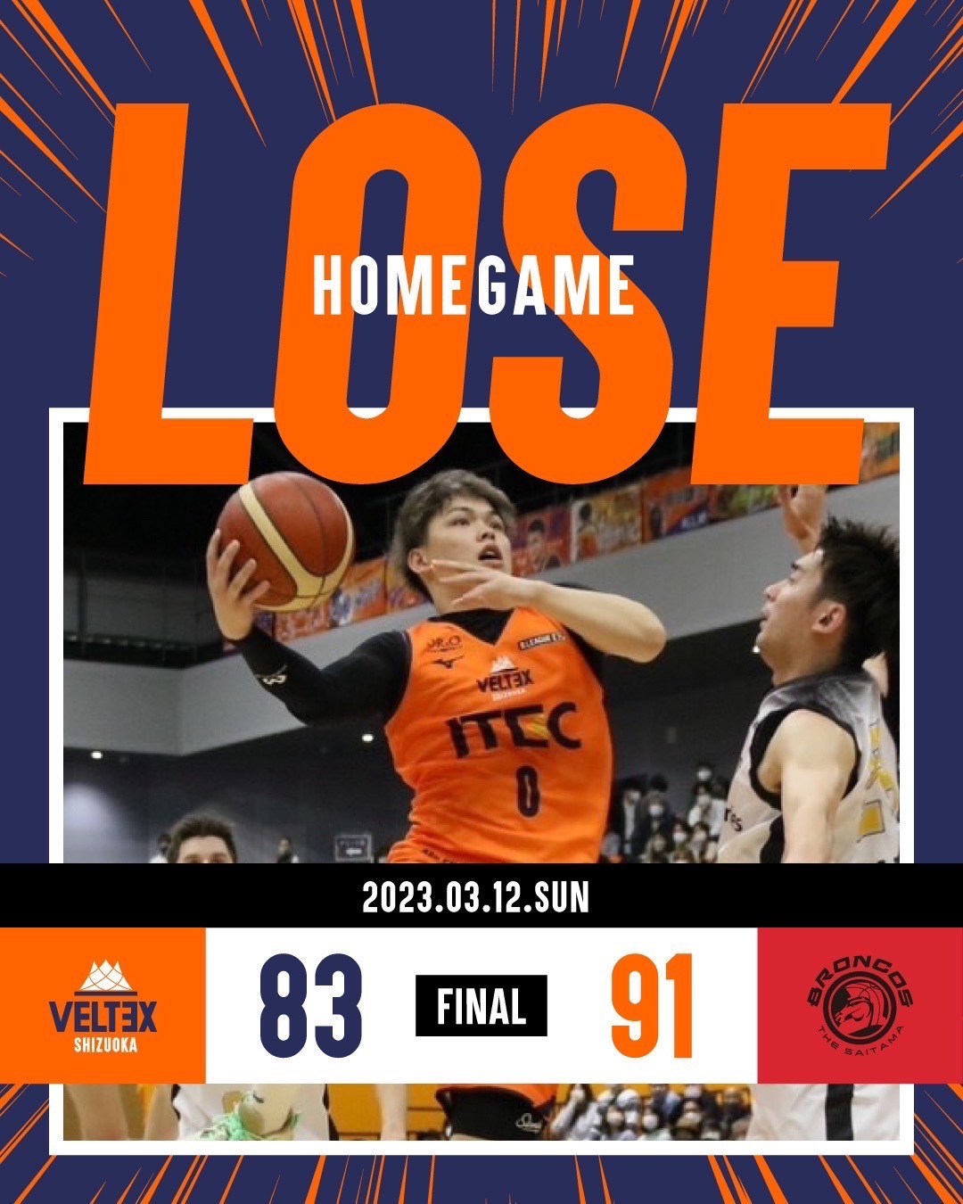 沼津市総合体育館 開館記念試合3/12（日）第22節さいたまブロンコス戦