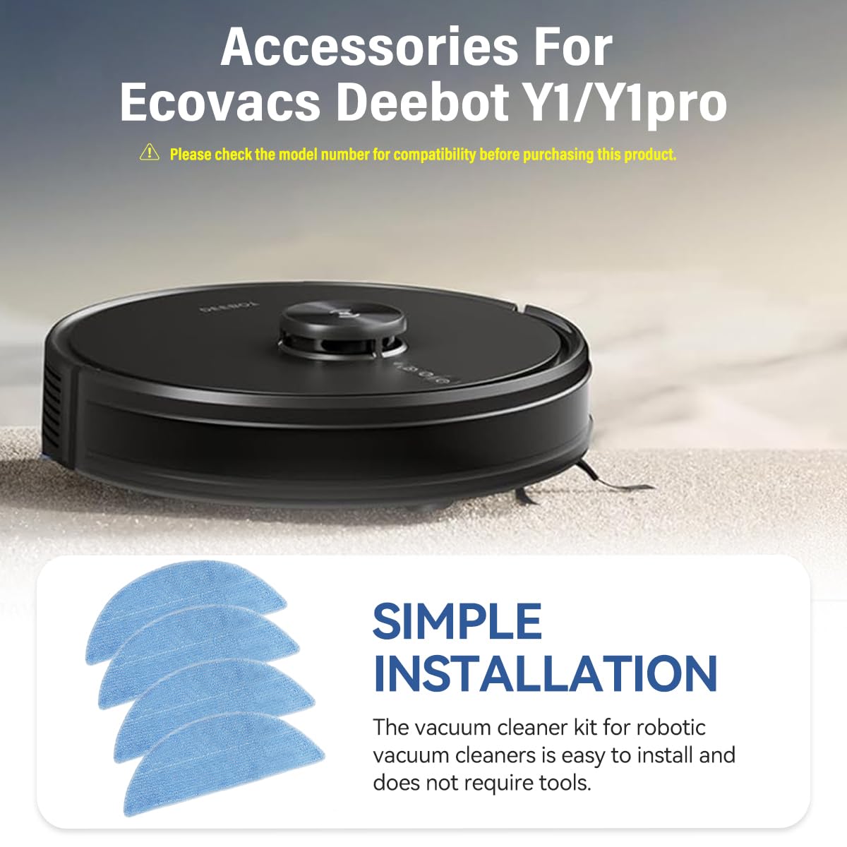 Verilux Replacement Mop Pads for Ecovacs Deebot Y1 Pro featuring