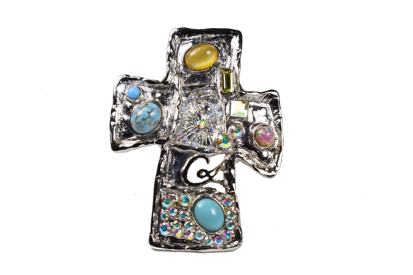 CHRISTIAN LACROIX silver large cross pendant brooch – Vintage Carwen