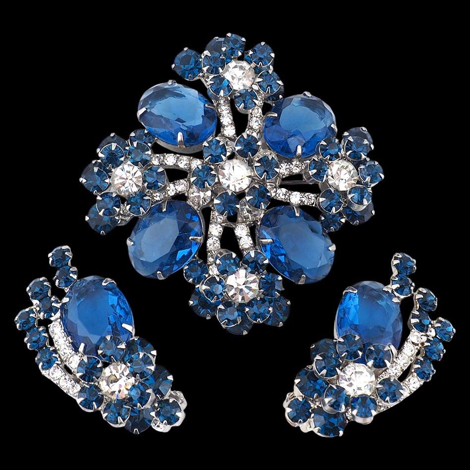 Vintage Juliana Blue Brooch & Earring Set – Vintage Jewelry Girl
