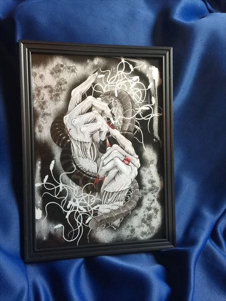 点描画-「XXYY－手」-複製原画 A4額装品150部限定淑女雑貨Toe Cocotte