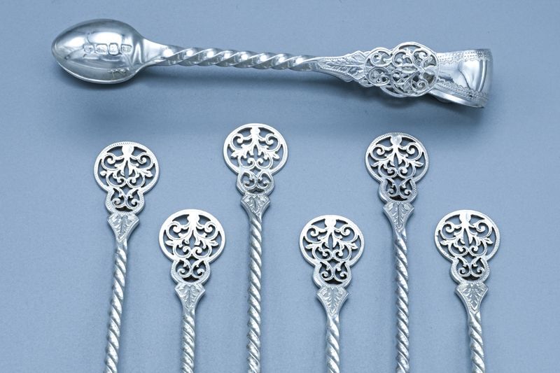 アンティークシルバー、アンティーク銀器 純銀製(925) 1896年 美透かし