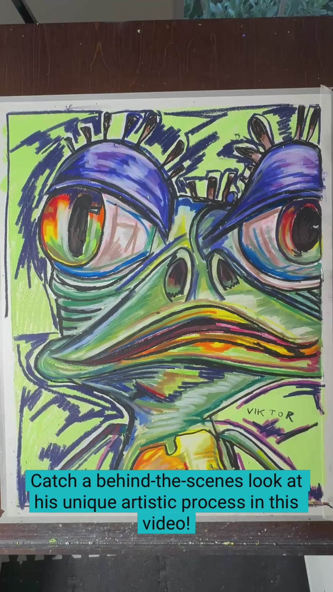 Crazy Frog - ORIGINAL OIL PASTEL ARTWORK - 19x24
