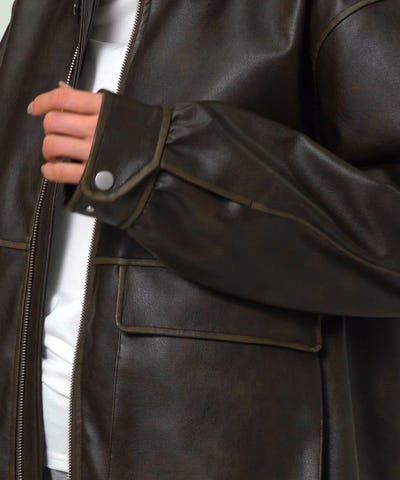 Ray BEAMS（レイ ビームス）フェイクレザー フライト ジャケット