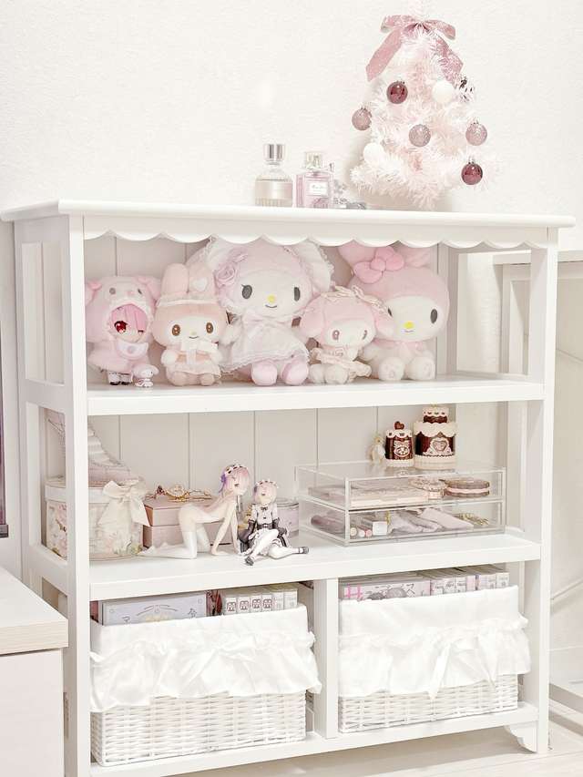 直送】たっぷり収納コスメワゴン/リボン＆クリスタル取っ手｜かわいい