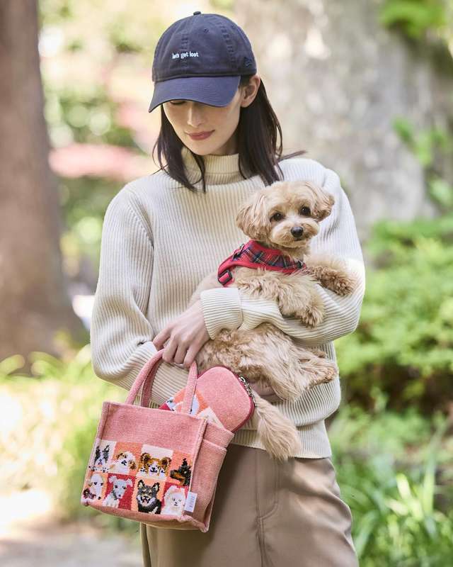 ルック！マイドッグ ハンカチ(オレンジ×ピンク): FEILER｜フェイラー