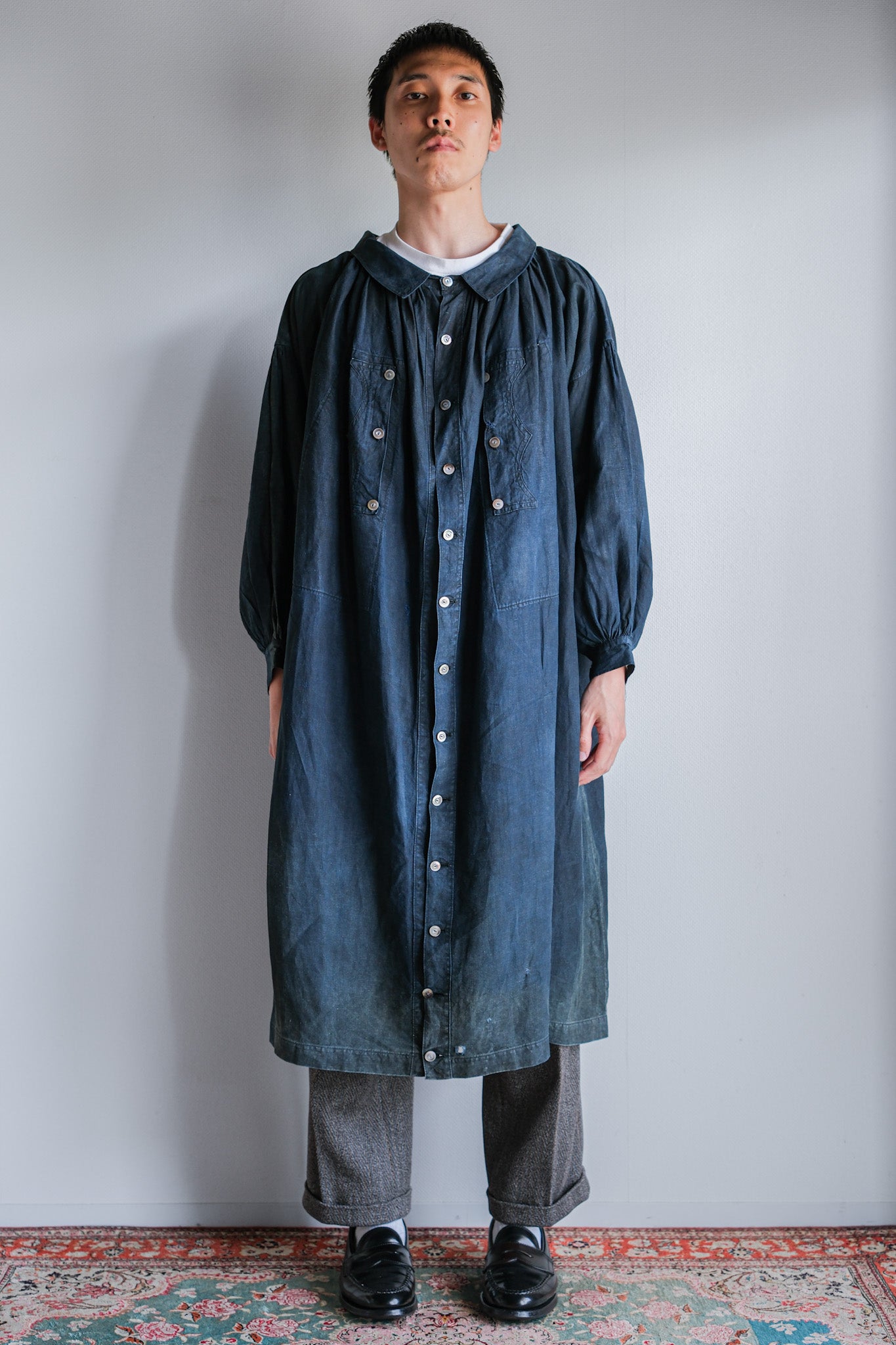 Early 20th C】French Antique Indigo Linen Smock 