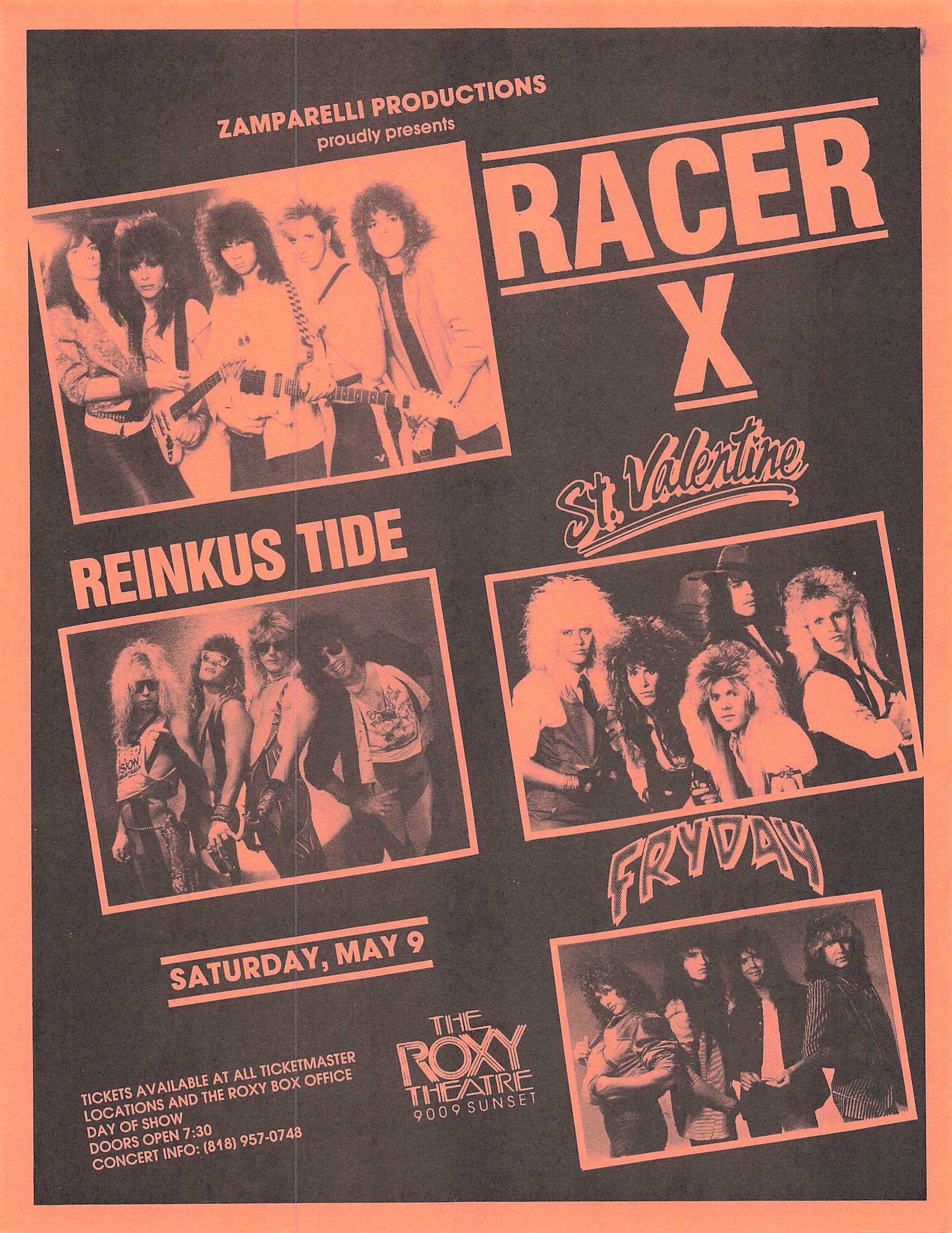 Racer X Concert Flyer Circa 1980's Roxy Theatre Salmon | Visible
