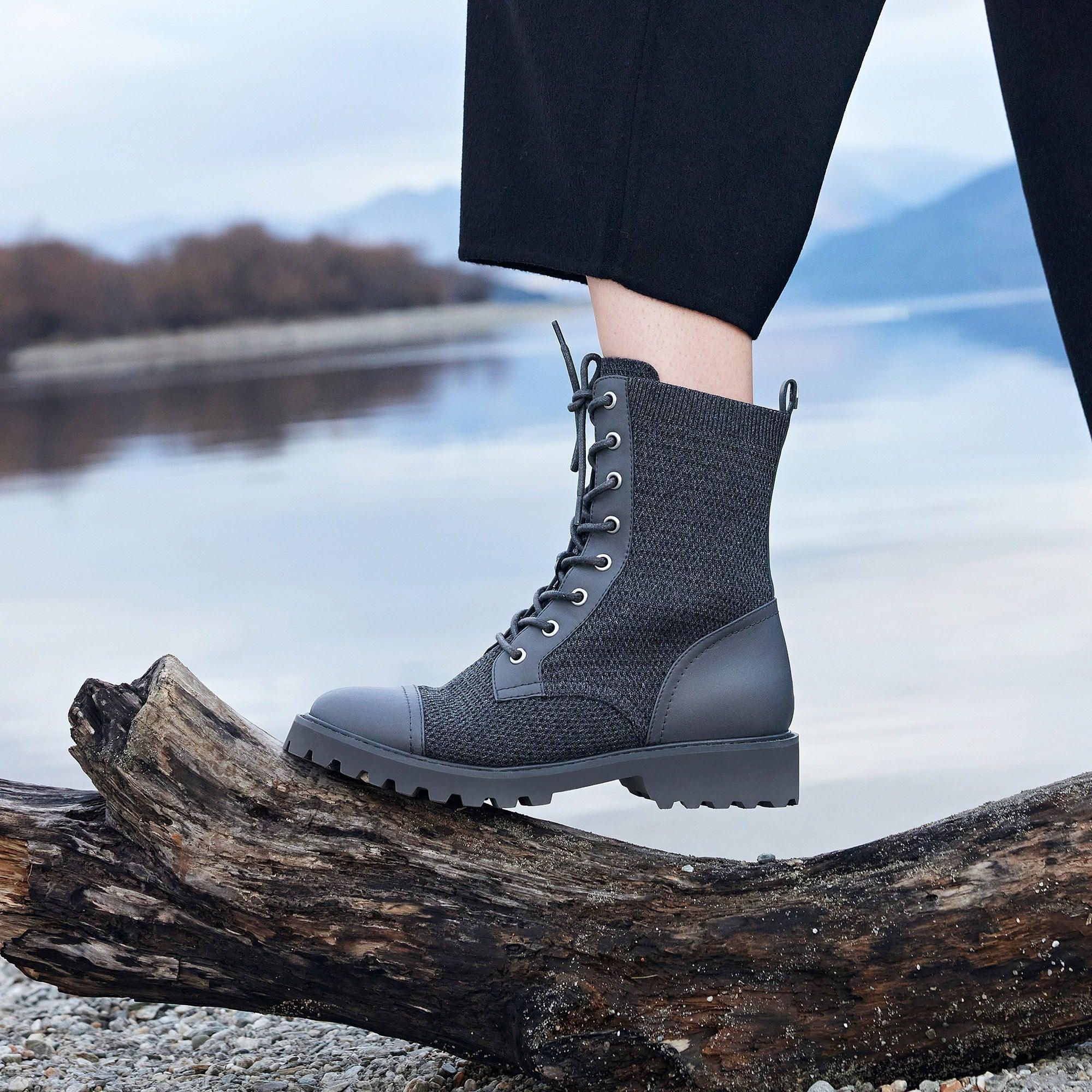 Florence] ラウンドトゥ 撥水加工 ラグソール レースアップ アンクル