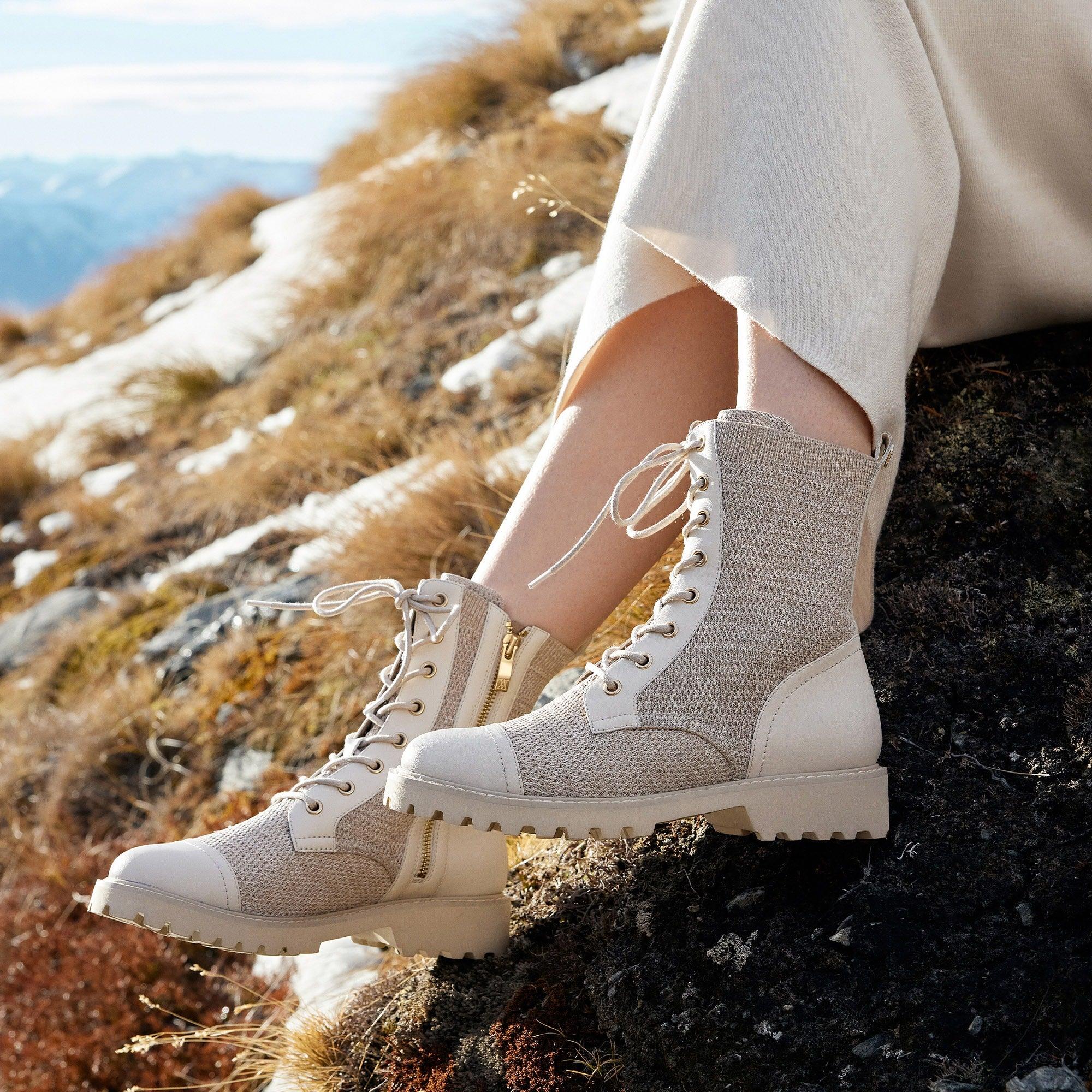 Florence] ラウンドトゥ 撥水加工 ラグソール レースアップ アンクル