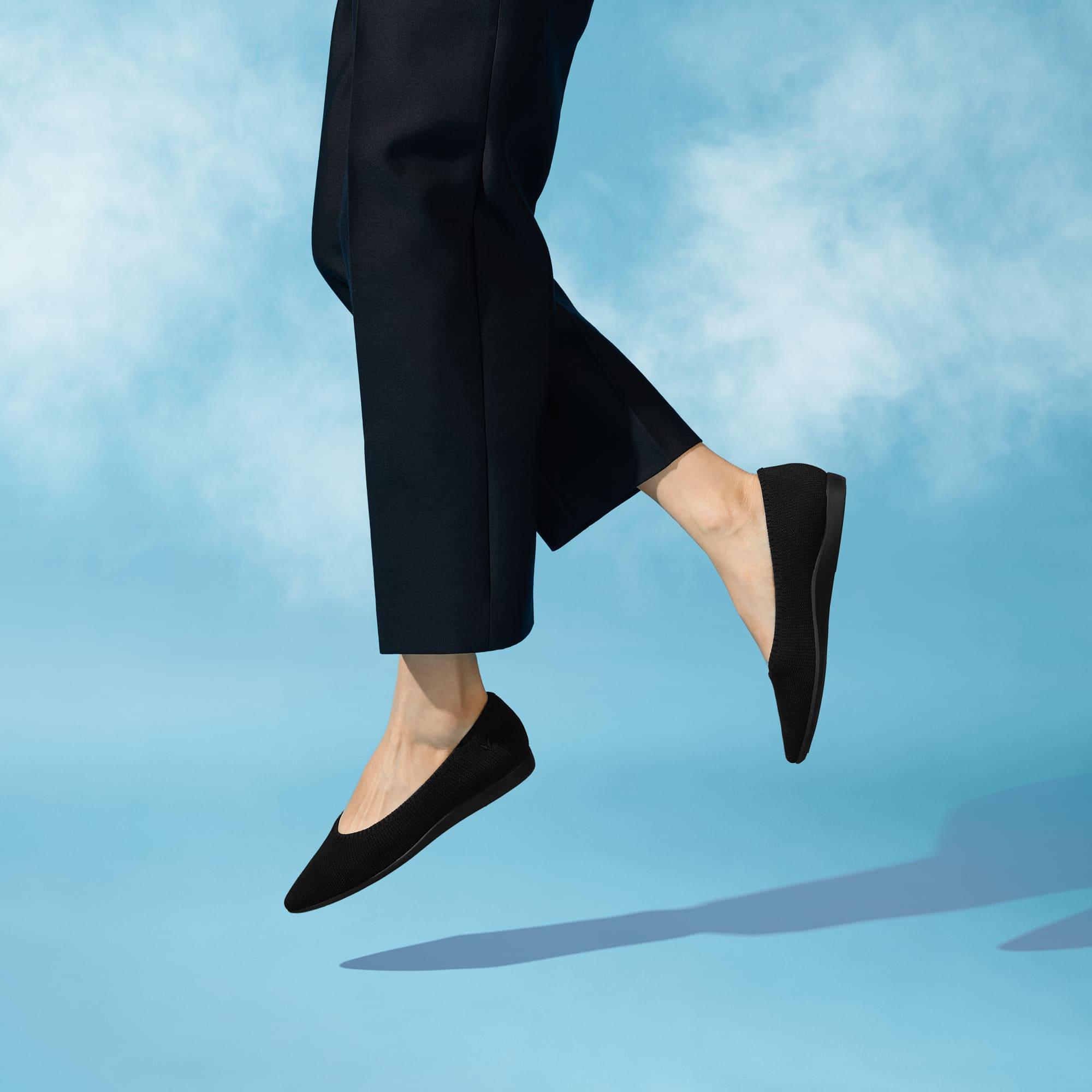 Aria Walker 超撥水] ポインテッドトゥ 超軽量 厚底 フラットシューズ