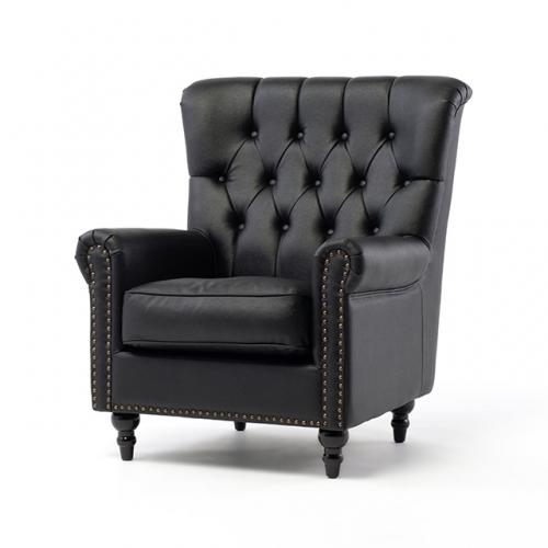 VINCENT(ヴィンセント) 1人掛けソファ ハイバック ブラック 合皮