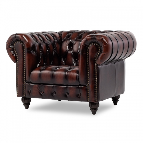 クラブマン 1人掛けソファ 1人用 アンティークブラウン 本革