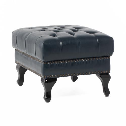 ヴィンセント スツール オットマン S ブルー 合皮 脚:ブラック VOSP58K