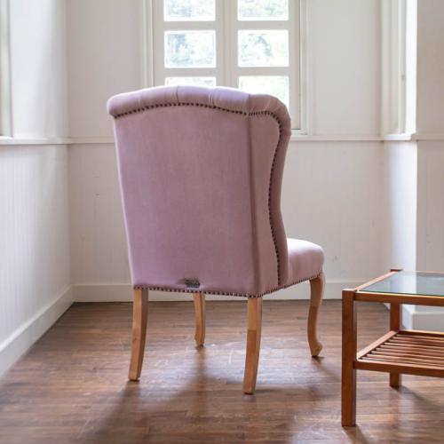 ダイニングチェア ハイバック シャーベットピンク 布製 ナチュラル