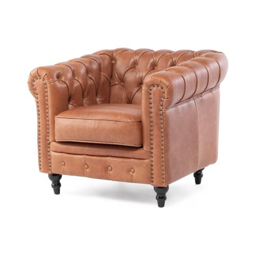 ヴィンセント VCシリーズ 1人掛けソファ ライトブラウン 本革 VC1L23K