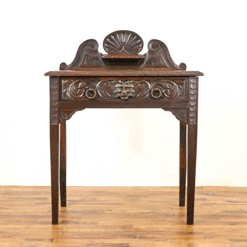 イギリスアンティーク サイドテーブル 机 オーク材 v_59112