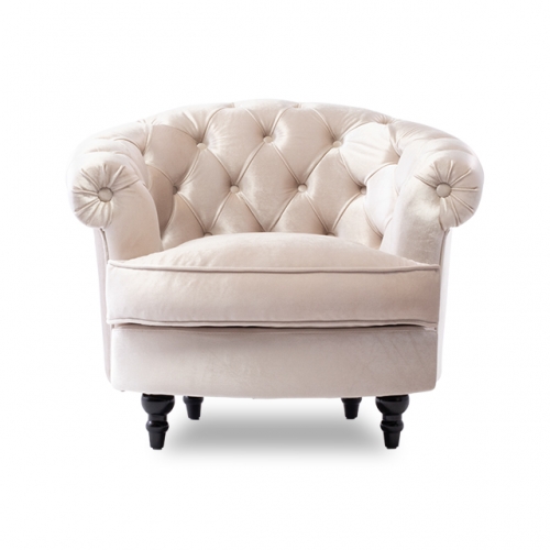 モーソファ 1人掛けソファ ベージュベルベット 布地 NM1F220K