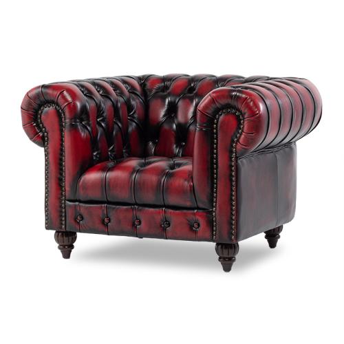 クラブマン 1人掛けソファ 1人用 アンティークレッド 本革 VXB1L914