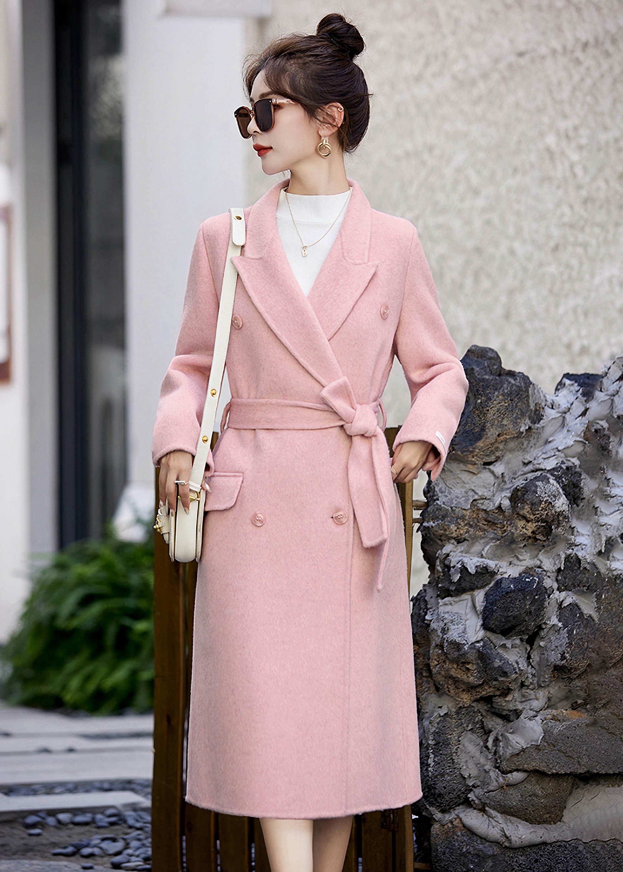 Cynthia Double Face Wool Blend Belted Coat – Vivian Seven