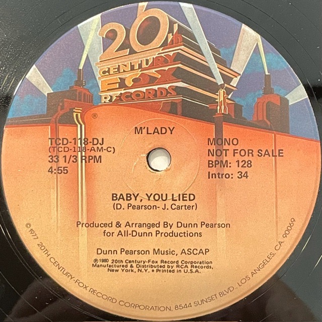 M'Lady｜Baby, You Lied (12)｜レコード通販｜vivrantdiscstore