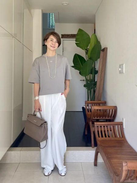 華組 近藤和子さん】村山佳世子×SLONE ショート丈Tシャツ着回し