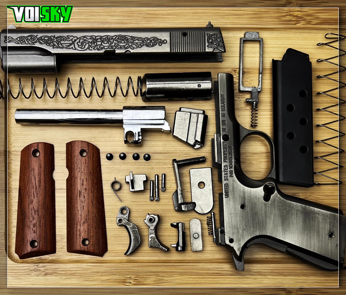 M1911 1/2.05 彫刻印刷精巧 フルメタル モデル排莢式非発火 合金