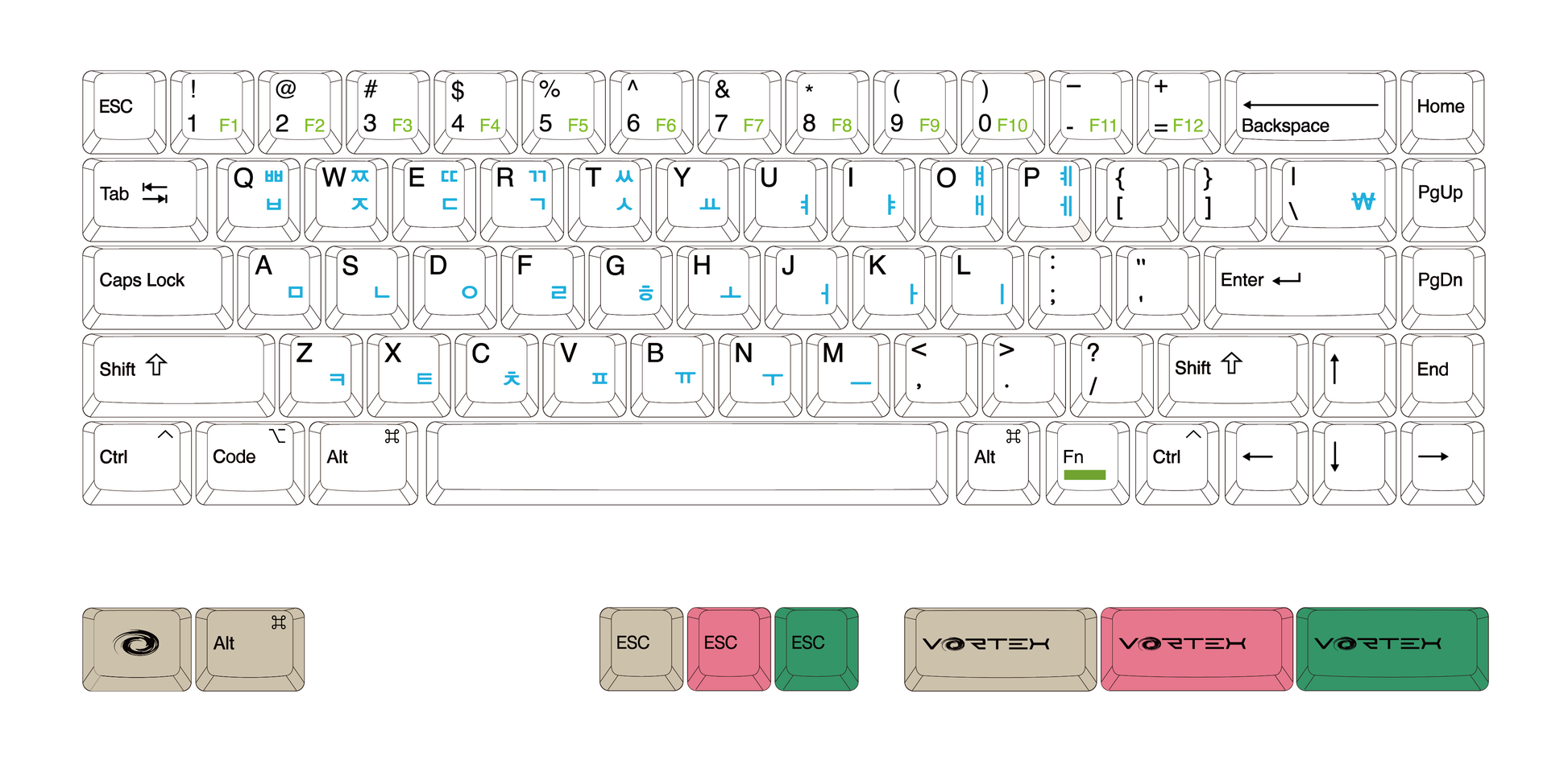 PC66 (66 Key) - Retro Inspired - Vortex Keyboard