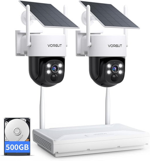 400万画素 ワイヤレスソーラー防犯カメラ 屋外用 2台セット 360°広角