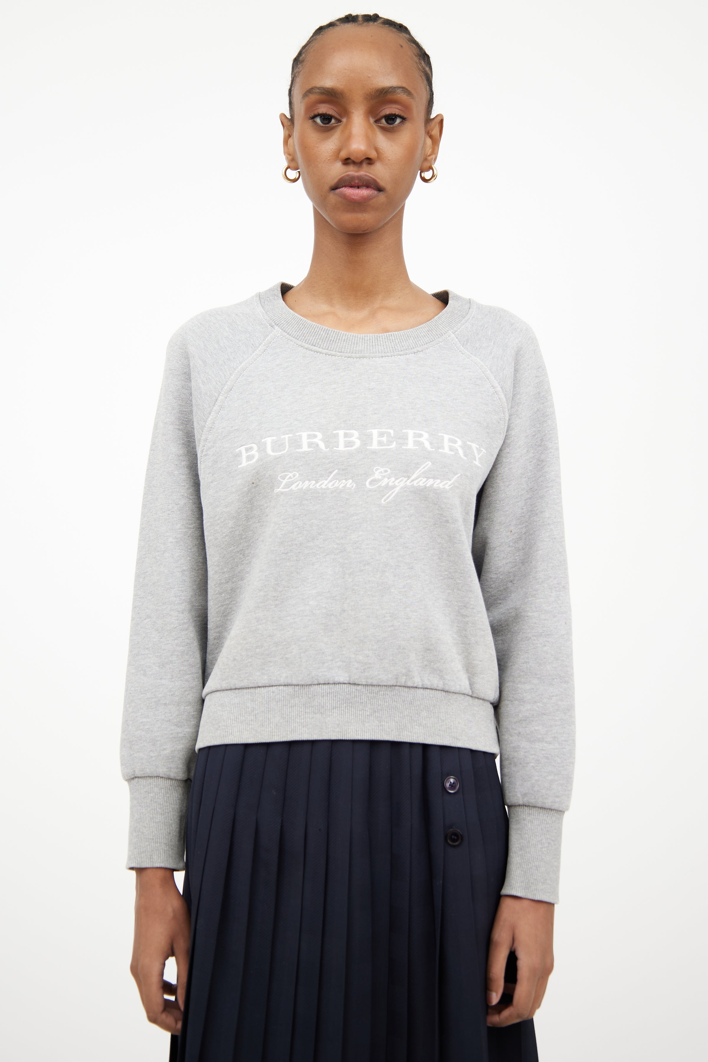 Burberry // Heather Grey & White Logo Crewneck Sweatshirt – VSP