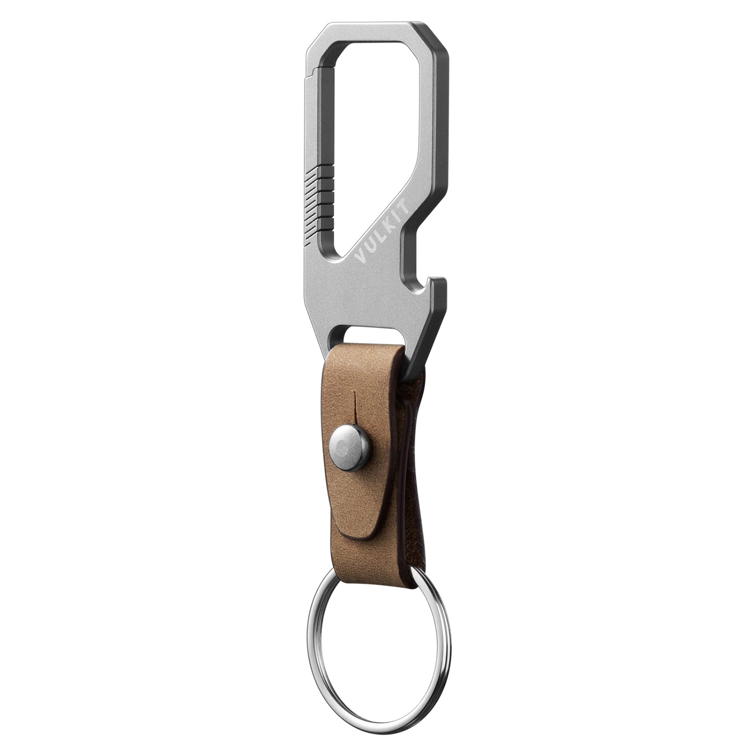 VKC100 - Titanium Leather Belt Loop Keychain with Bottle Opener