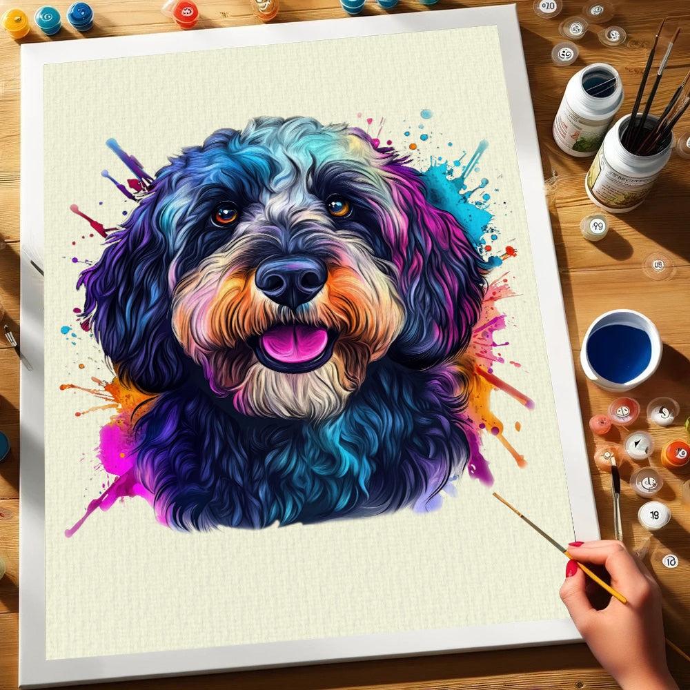 Black Labradoodle - Colorful Dog | Paint by Numbers Kit – Wander