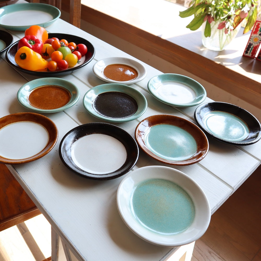 益子焼｜道祖土和田窯 Official Website】2tone 4寸皿