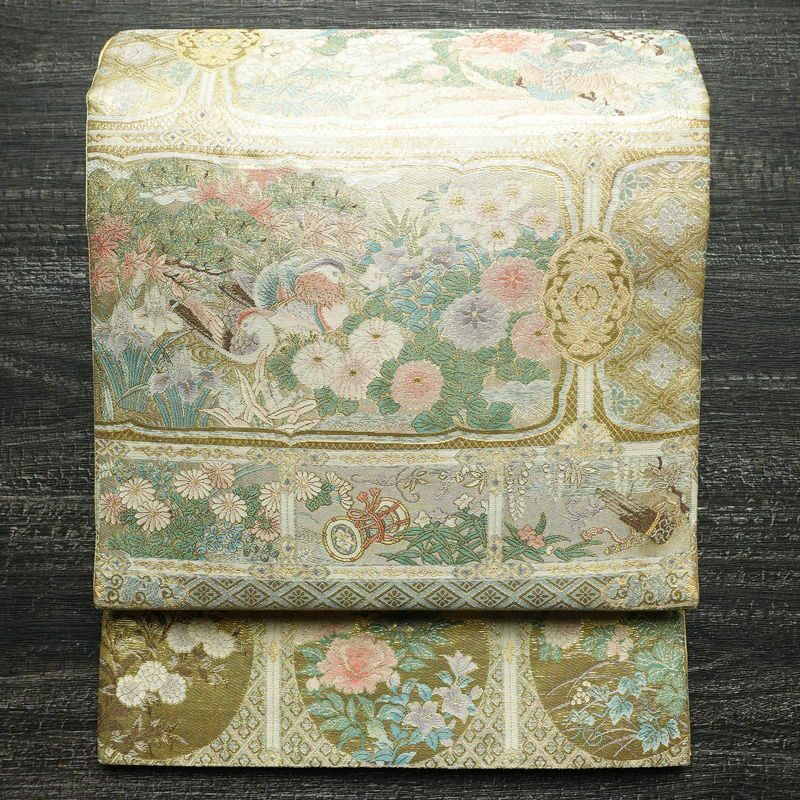 袋帯 六通柄 良品 フォーマル用 正絹 古典柄 箔 帯 金・銀 | 六通柄