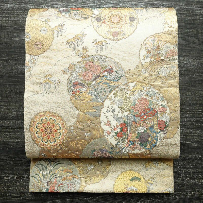 袋帯 六通柄 良品 フォーマル用 正絹 古典柄 金糸 帯 金・銀 | 六通柄