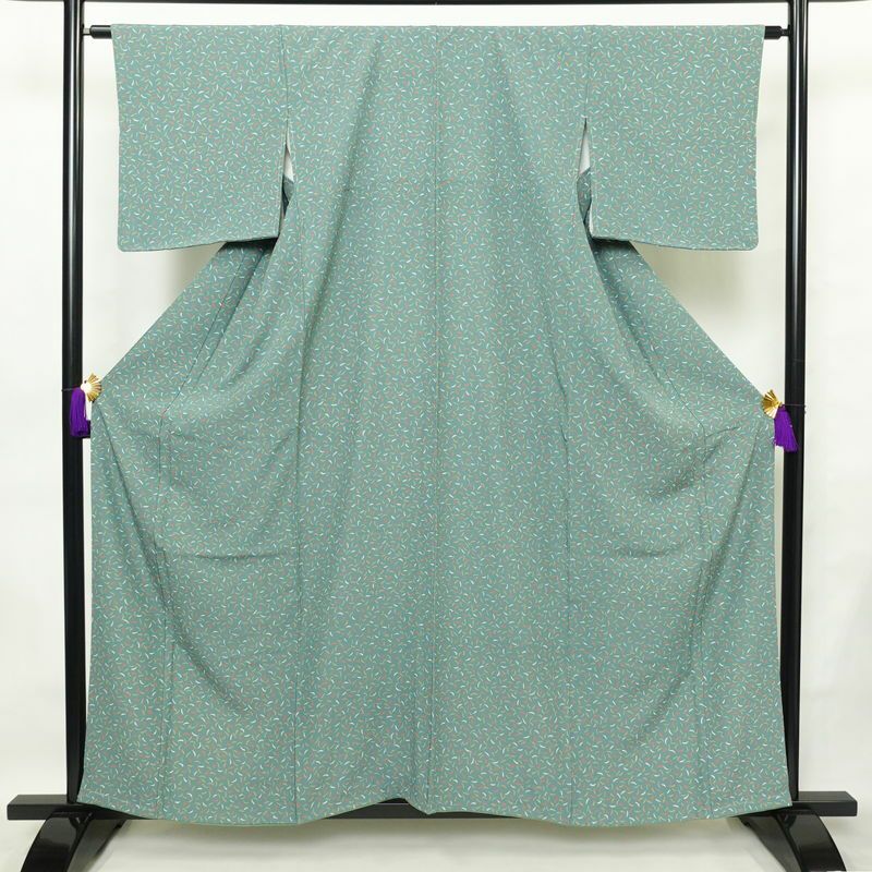 小紋 斉藤三才 落款入り しつけ糸付き 一つ紋付き 縮緬 正絹 その他の