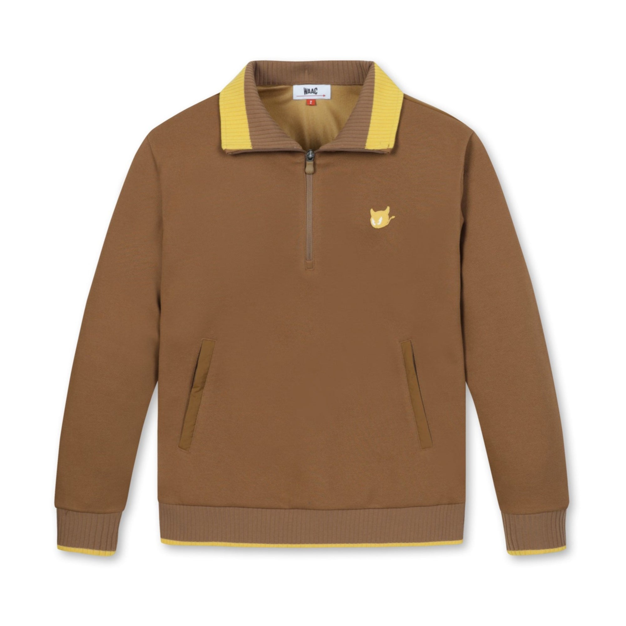 MEN ハイブリッド ハーフジッププルオーバー キャメル