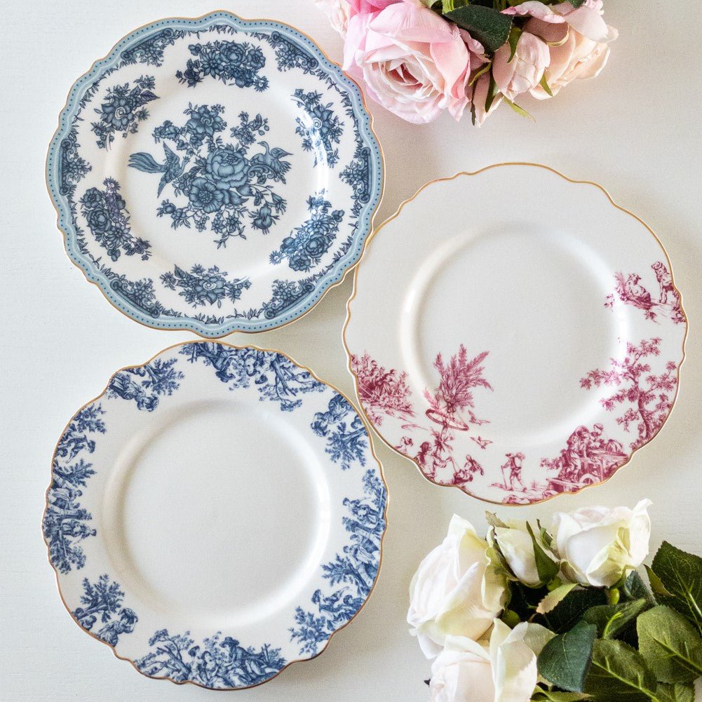 ケーキ皿 花柄 中皿 フランスアンティーク風 トワルドジュイ 食器 20cm