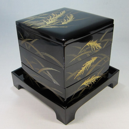 輪島塗 漆器 重箱 五段重 黒 うるし 金 二段 三段 輪島塗 漆器 重箱 五