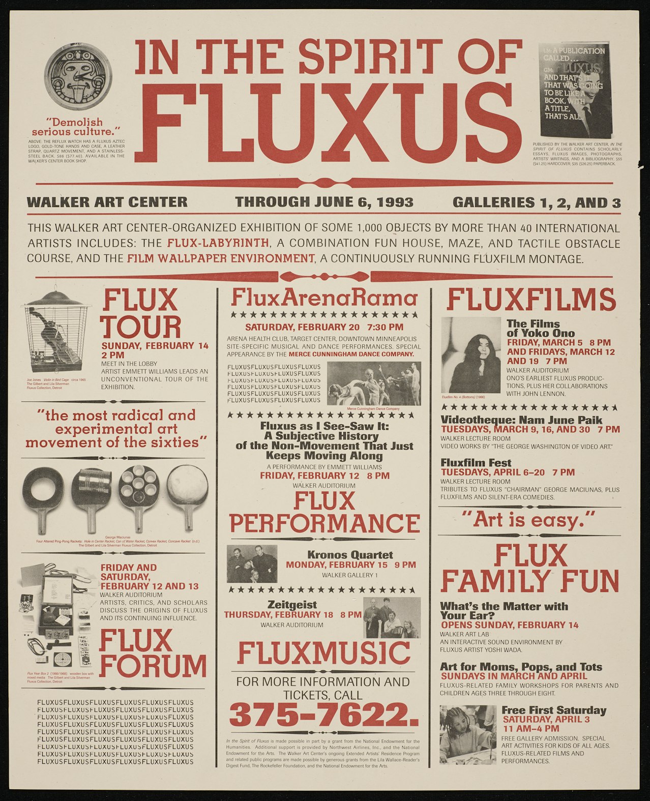poster for In the Spirit of Fluxus: Walker Art Center, 1993