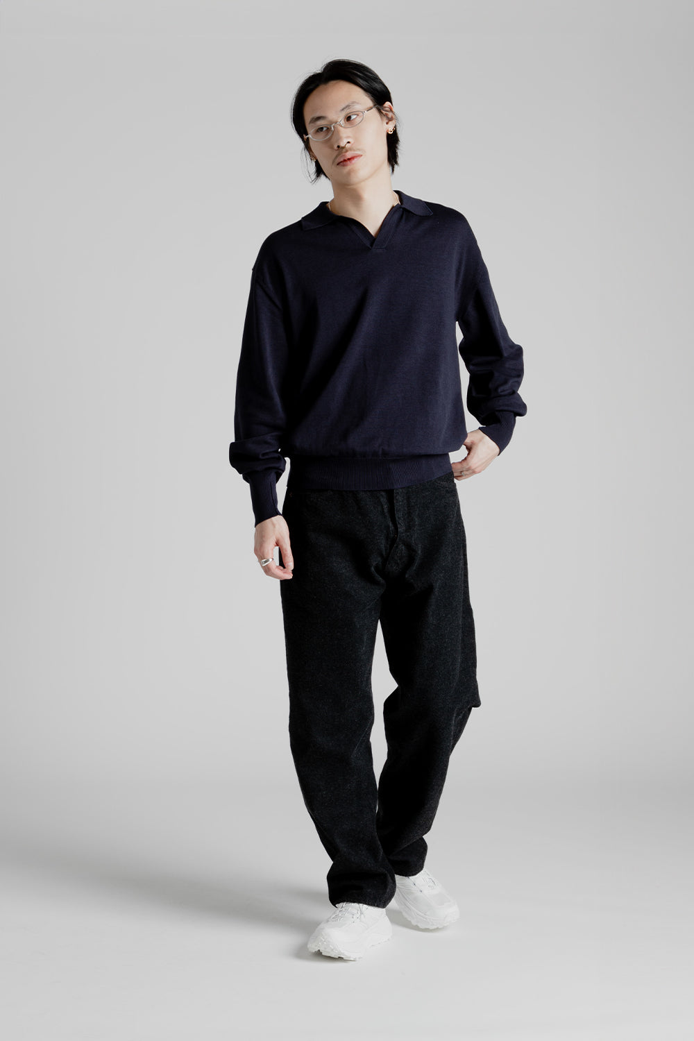 Kaptain Sunshine Cotton Knit Skipper Shirt - Navy | Wallace